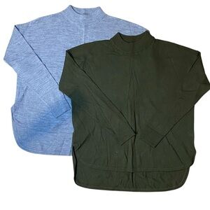 Madewell Lot of 2 XS Merino Wool sweaters Forest Green and Gray